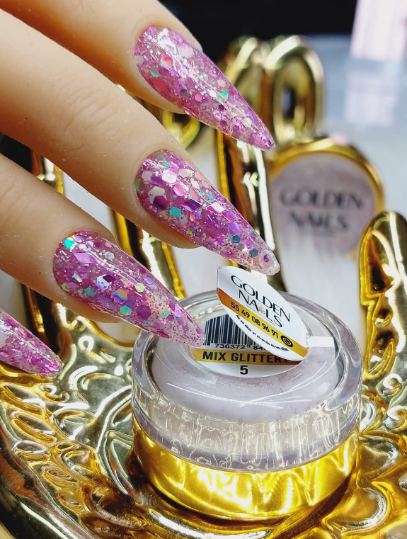 MIX GLITTERY #5 GOLDEN NAILS